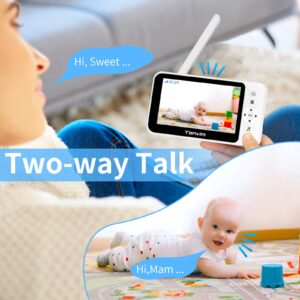 Yonvim Baby Monitor Camera, 4.3" Split Screen Video Baby Monitor with 2 Cameras and Audio, No WiFi, Night Vision, Two Way Talk, Long Range, Temperature Sense, 4X Zoom