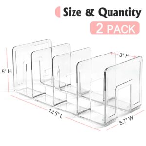 Vowcarol Book Organizer Clear File Sorter, Large Slot Acrylic Desk Organizer, Desktop File Folder Holder Organizer, Office Storage Stand Rack for Book, Envelopes, Mail, Document - 2 Pack