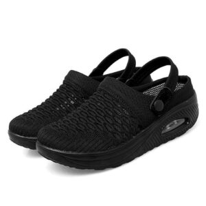 dosurgorn women walking shoes air cushion slip-on shoes - orthopedic diabetic walking shoes (black,10)