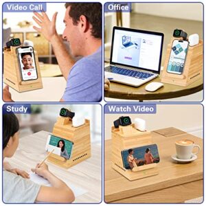 Bamboo Wireless Charging Station for iPhone, OthoKing 3 in 1 Wood Charging Docking & Organizer for iWatch/AirPods, Wireless Charging Stand for iPhone 14/13/12/11/Pro/Max/XS/Max/XR/XS/X-Orange