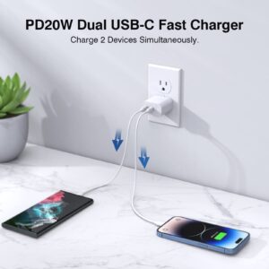 USB C Wall Charger, LCGENS 3-Pack 20W Type C Fast Charger Block Plug Adapter Dual Port PD 3.0 Charging Brick Cube for iPhone 11/12/13/14/15/Pro Max, XS/XR/X, iPad Pro, AirPods Pro, Samsung Galaxy