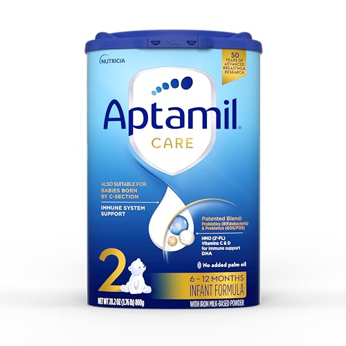 Aptamil Care Stage 2, Milk Based Powder Infant Formula for 6+ Months, Also for C-section born babies, with DHA & ARA, Omega 3 & 6, Prebiotics, Contains No Palm Oil, 28.2 Ounces, Packaging May Vary