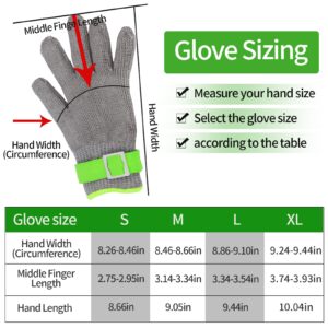 Aillary Level 9 Cut Resistant Kitchen Glove,Food Grade,Machine Washable,Stainless Stell Wire Metal Mesh Safety Work Glove for Mandolin,Meat Cutting,Oyster Shucking,and Wood Working (Large)