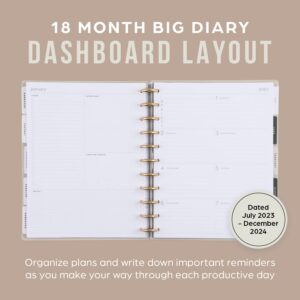 Happy Planner 2023 Daily Diary and Calendar, 18-Month Daily, Weekly, Monthly July 2023–Dec. 2024 Planner Diary, Dashboard Layout, Modern Months Theme, Big Size, 27.94 x 21.59 cm (8 1/2" x 11")