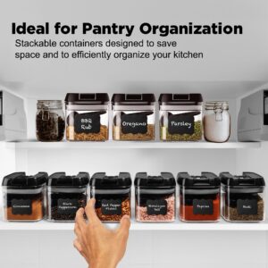 Shazo 9 Pc Airtight Food Storage Containers Set with Lids Plastic Kitchen Cabinet & Pantry Organization Canister Set for Spices, Herbs, Coffee & Tea - BPA Free - 9 Spoons