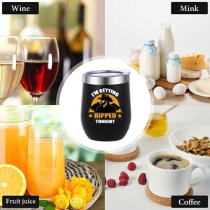 ATHAND Funny Tumblers for Men,Tv Show Merchandise Party Novelty Coffee Mug 12oz Wine Tumbler I'm Getting Ripped Tonight Gifts Idea for Dad Men (Black)