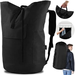 joinpro laundry bag backpack, 125l, extra large with shoulder straps, adjustable & extendable design, hamper 3 pockets for laundromat, college, travel, camping