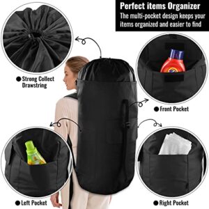 JOINPRO Laundry Bag Backpack, 125L, Extra Large with Shoulder Straps, Adjustable & Extendable Design, Hamper 3 Pockets for Laundromat, College, Travel, Camping