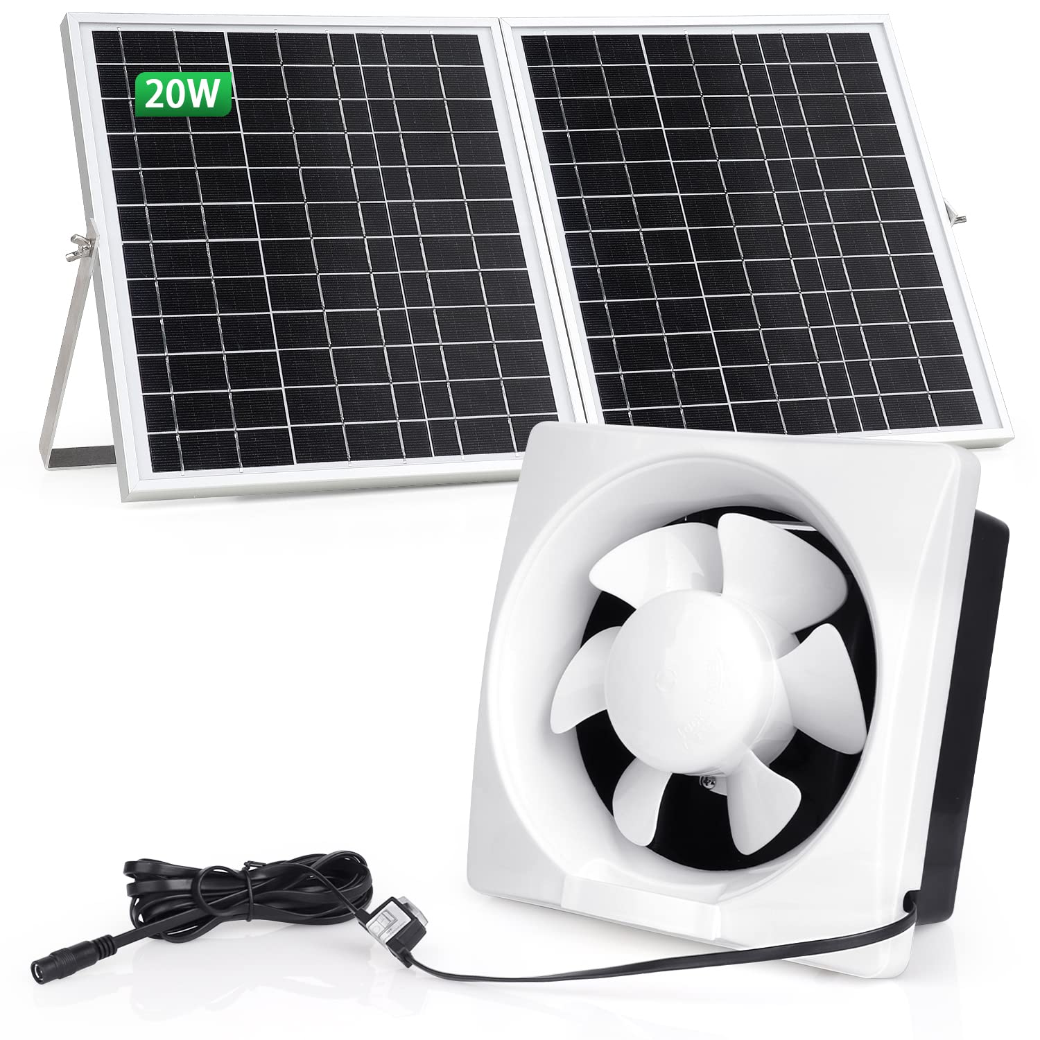 AntPay 20W Solar Powered Exhaust Fan,9 Inch High Speed Waterproof Fan with Anti-backflow Valve,3000r/min 400CFM Large Airflow,11Ft On/Off Switch Cable for Chicken Coop,Outside,Greenhouse