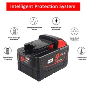 TENMOER 18V 9.0Ah Replacement Battery Compatible with Milwaukee 18Volt Batteries Power Tools