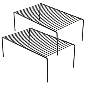 arcci kitchen cabinet shelf organizer set of 2, large (15.7 x 9.4 inch) rustproof metal wire pantry storage shelves, dish plate racks for cabinets, freezer, counter, cupboard organizers and storage