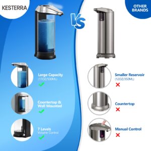 Automatic Soap Dispenser, 17oz/500ml Touchless Battery Operated Hand Soap Dispenser with Adjustable Soap Volume, Liquid Dish Soap Dispenser Touchless for Kitchen Sink Bathroom Commercial, Chrome