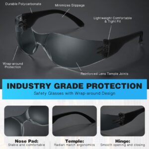 WFEANG Clear Safety Glasses 8 Pair Protective Eyewear for Men Women, ANSI Z87.1 Scratch & Impact Resistant Eye Protection for Work, Lab, Construction (Clear-8pack)