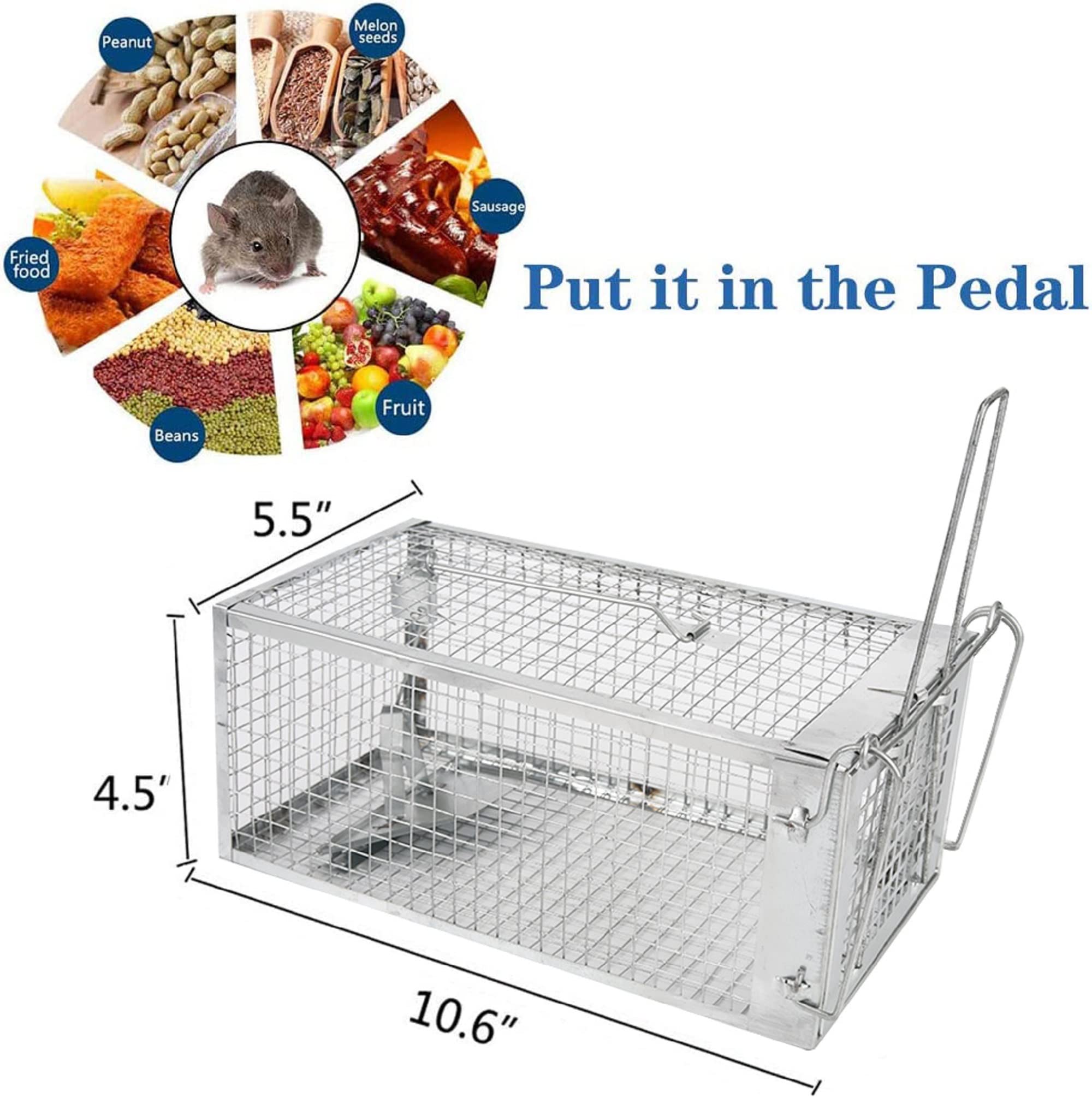 2-Pack Humane Rat Traps, Live Mouse Rat Cage Traps Catch and Release for Indoor Outdoor, Small Animals Traps, Easy to use,(10.6"x 5.5"x 4.5")