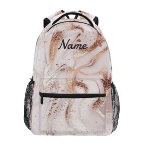alaza custom pink marble backpack for girls personalized your name text bookbag print school backpack bookbag 3rd 4th 5th grade elementary students daypacks