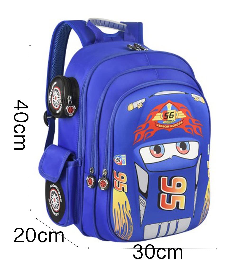 Xicks 3D Kids School Backpack Waterproof Student Schoolbag with Side Pockets and Adjustable Straps Lightweight Kids Bookbags for Boy(Blue)