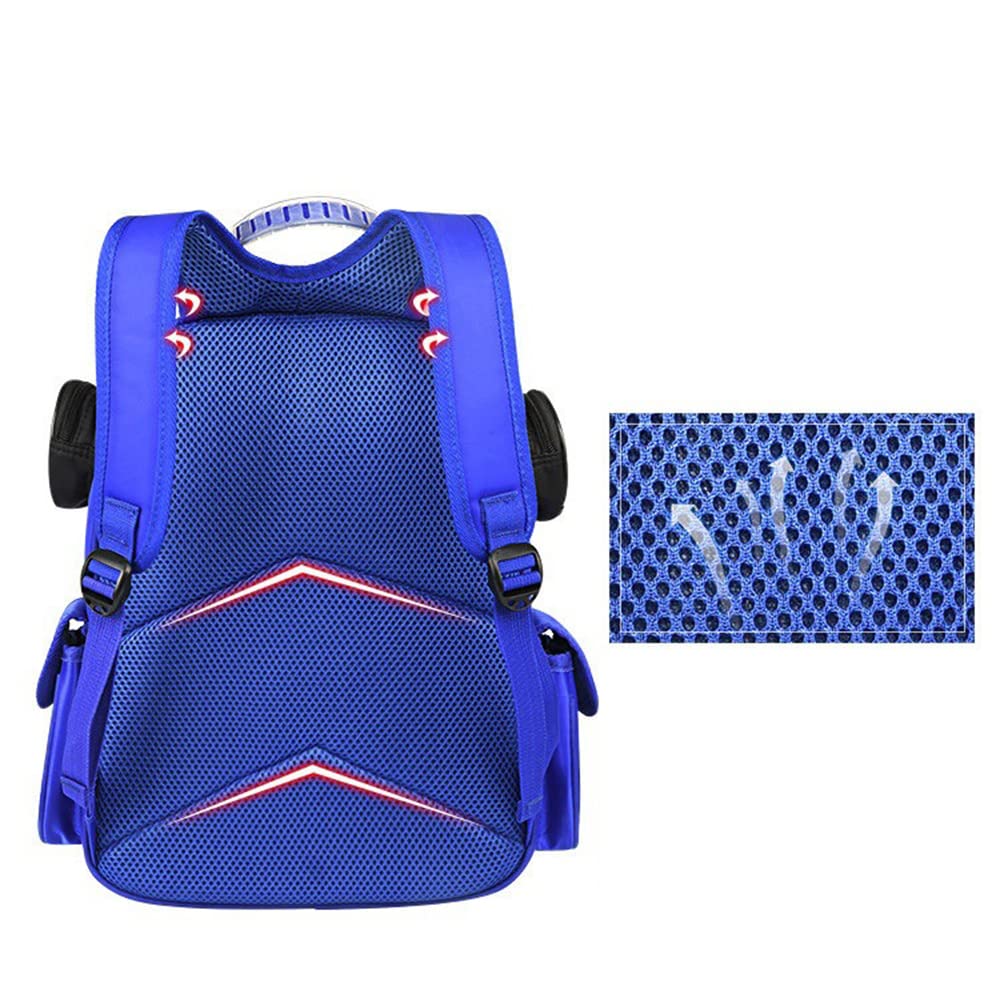 Xicks 3D Kids School Backpack Waterproof Student Schoolbag with Side Pockets and Adjustable Straps Lightweight Kids Bookbags for Boy(Blue)