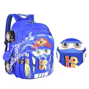 Xicks 3D Kids School Backpack Waterproof Student Schoolbag with Side Pockets and Adjustable Straps Lightweight Kids Bookbags for Boy(Blue)