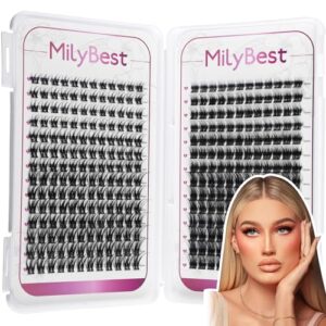 【ultra-large capacity】milybest lash clusters cluster lashes that look like eyelash extensions c/d curl individual lashes wispy thin band 8-16mm diy lashes cluster eyelash extension at home, b01