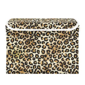 kigai fashion colorful leopard animal print storage bin, storage baskets with lids large organizer collapsible storage bins cube for bedroom, shelves, closet, home, office 16.5 x 12.6 x 11.8 inch