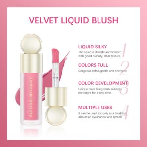 Erinde Liquid Cream Blush, Soft Dewy Face Blush, Natural Matte Finish Looking, Long-lasting Cheek Tint, Lightweight Blendable Feel, Moisturizing Face Blush for Cheek, Pink
