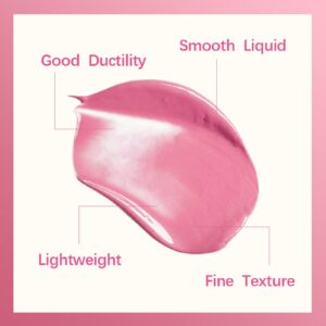 Erinde Liquid Cream Blush, Soft Dewy Face Blush, Natural Matte Finish Looking, Long-lasting Cheek Tint, Lightweight Blendable Feel, Moisturizing Face Blush for Cheek, Pink