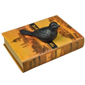 QIAOIDEA Rustic Cast Iron Bird Statue Farmhouse Chic Cottage Bird Figurine Home Garden Desktop Decor Doorstop Collectible Animal Bird Figurines Gift Retro