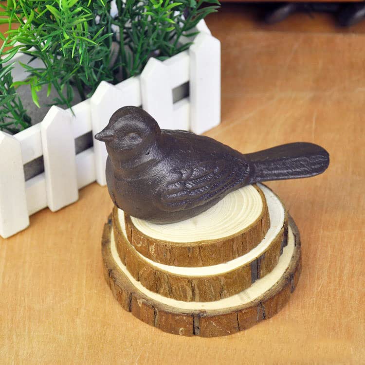 QIAOIDEA Rustic Cast Iron Bird Statue Farmhouse Chic Cottage Bird Figurine Home Garden Desktop Decor Doorstop Collectible Animal Bird Figurines Gift Retro