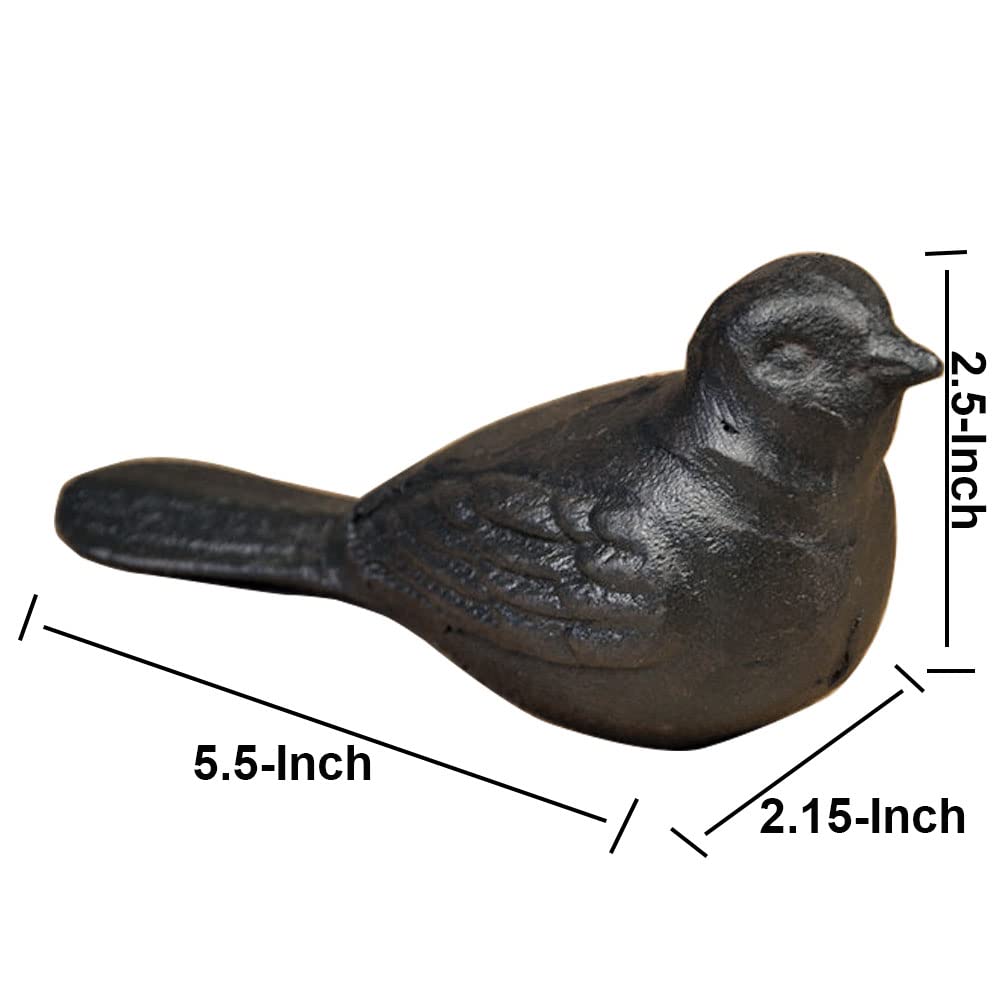 QIAOIDEA Rustic Cast Iron Bird Statue Farmhouse Chic Cottage Bird Figurine Home Garden Desktop Decor Doorstop Collectible Animal Bird Figurines Gift Retro