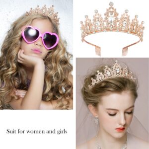 SuPoo Rose Gold Birthday Sash Birthday Crown for Women Crown with Comb Glitter Birthday Girls Sash Princess Birthday Decorations Birthday Tiara Party Decorations Birthday Gifts for Women Party Favor