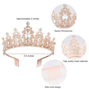 SuPoo Rose Gold Birthday Sash Birthday Crown for Women Crown with Comb Glitter Birthday Girls Sash Princess Birthday Decorations Birthday Tiara Party Decorations Birthday Gifts for Women Party Favor