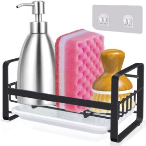 tworider kitchen sink caddy sponge holder,304 stainless steel sink caddy sponge holder kitchen sink organizer,sponge holder for kitchen sink with removable drain tray,not including dispenser and brush