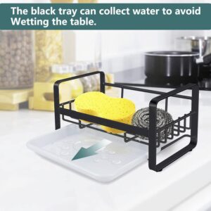 TWORIDER Kitchen Sink Caddy Sponge Holder,304 Stainless Steel Sink Caddy Sponge Holder Kitchen Sink Organizer,Sponge Holder For Kitchen Sink with Removable Drain Tray,Not Including Dispenser and Brush