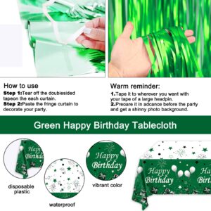 Green and Black Party Decorations, Green Birthday Decorations for Men Women Boys Girls with Green Happy Birthday Banner Tablecloth Fringe Curtains Streamers Confetti Balloons, Green Party Supplies