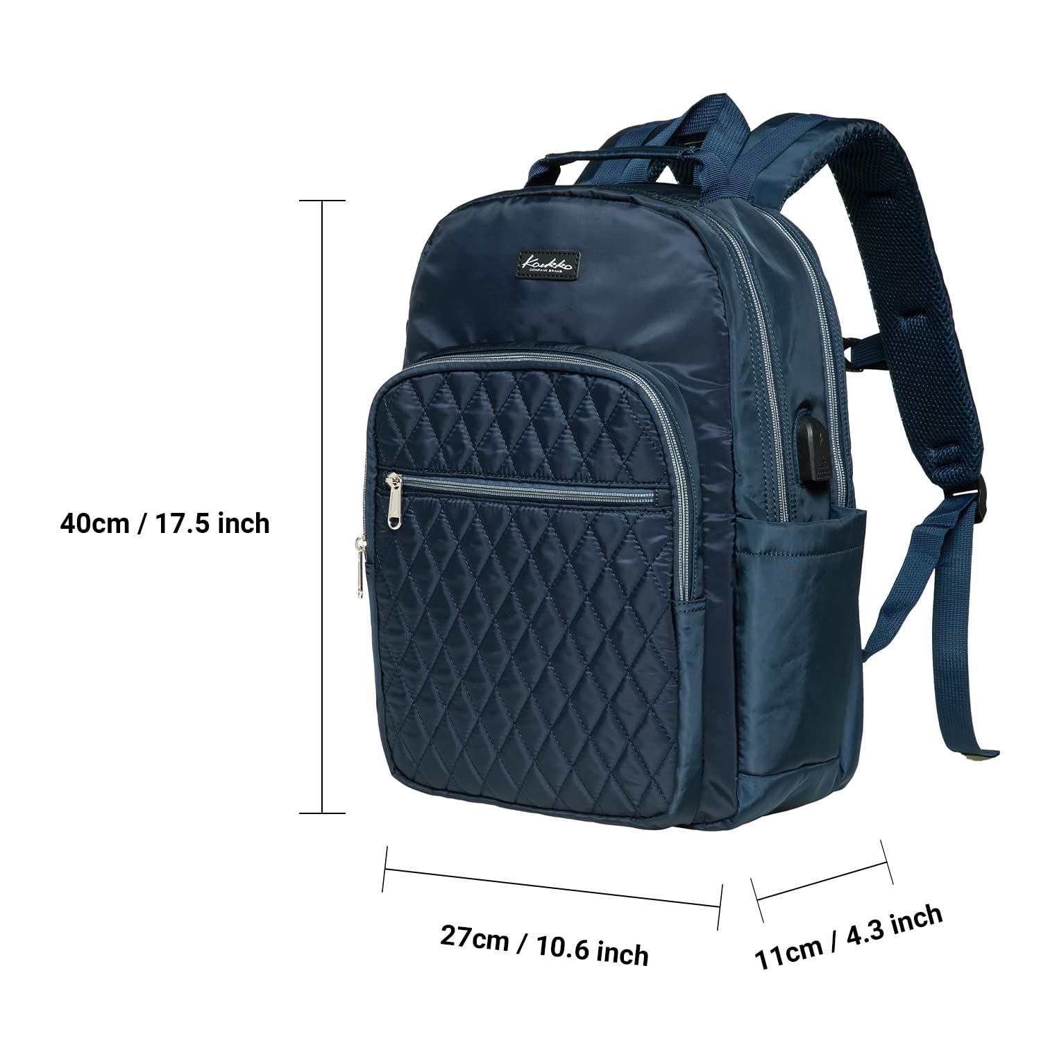 KAUKKO Women Laptop Backpacks for 14" Notebook Casual Computer Bag Stylish Pattern Daypack for Work Travel Business 27NAVY,11.8L