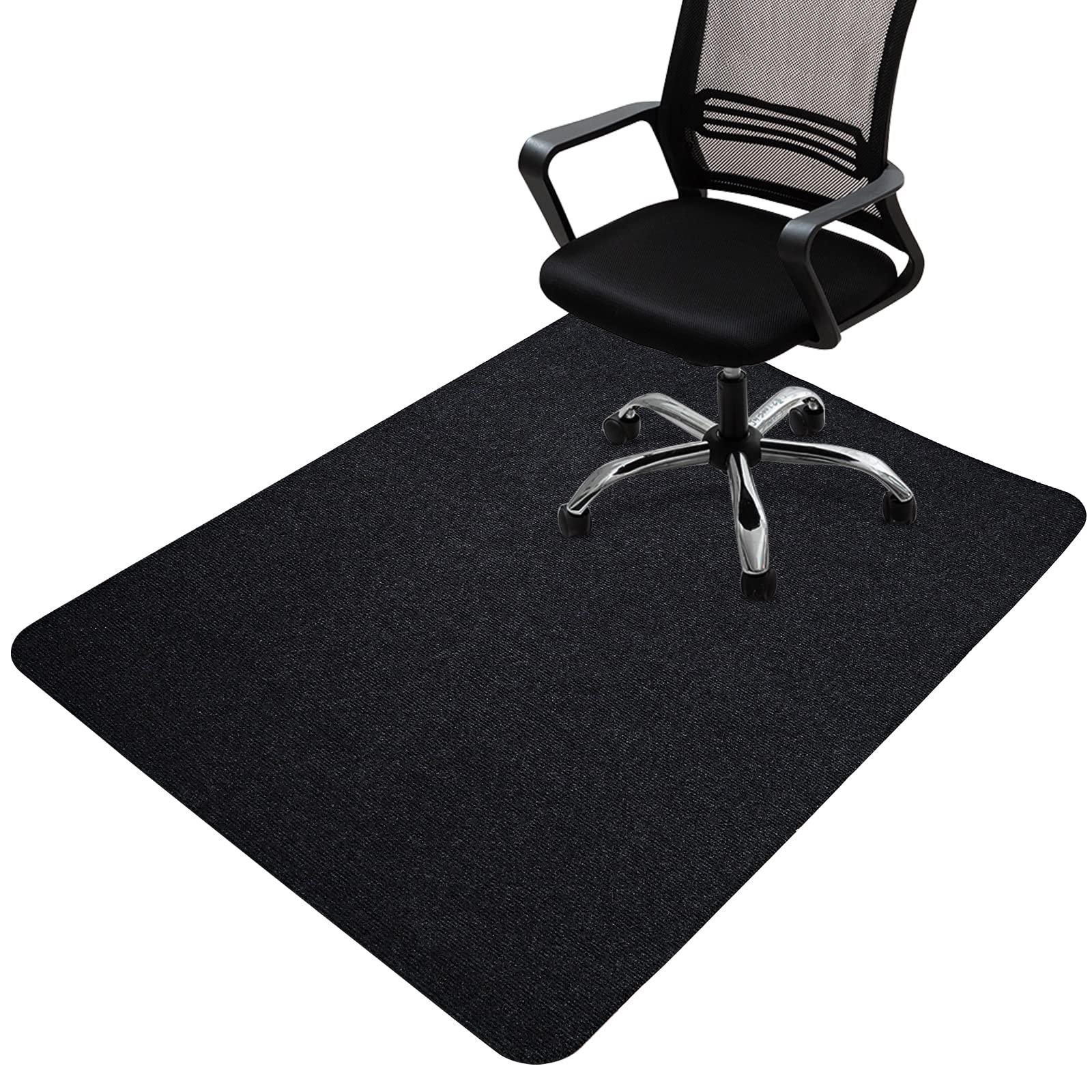 HomeMall Office Chair Mat for Hardwood and Tile Floor, Computer Chair Mat, Non-Slip Floor Protector Rug Carpet, Non-Curve, Under Desk Mat for Rolling Chair, Black(48"x36")