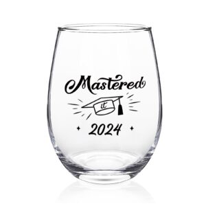futtumy graduation gift, mastered it 2023 stemless wine glass 17oz, graduation wine gift for him her college and high school graduates, college graduation gift 2023 graduation gift mba graduation gift