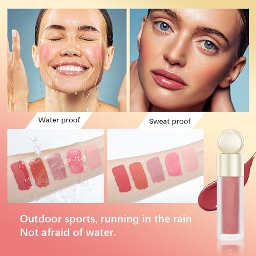 Gmaxit,Liquid Blush,Soft Cream Face Blush,Natural Matte Finish Looking, Dewy Cheek Tint, Moisturizing Lightweight Blendable Feel（2#）