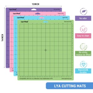 16 Pack Cutting Mats for Cricut - Lya Vinyl Variety Cutting Mats for 12"x12" Vinyl, Cutting Mats for Vinyl(StandardGrip, LightGrip, StrongGrip, FabricGrip) for Cricut Explore Air Series & Accessories