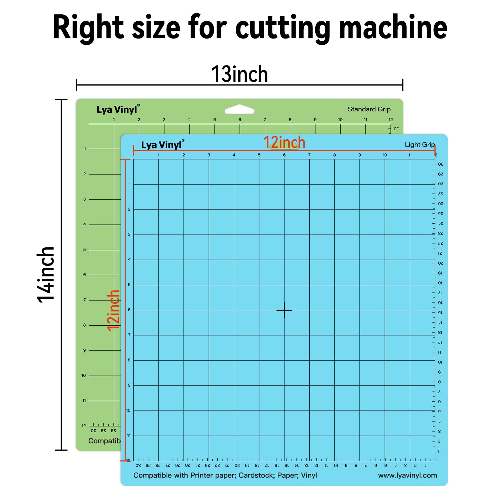 16 Pack Cutting Mats for Cricut - Lya Vinyl Variety Cutting Mats for 12"x12" Vinyl, Cutting Mats for Vinyl(StandardGrip, LightGrip, StrongGrip, FabricGrip) for Cricut Explore Air Series & Accessories