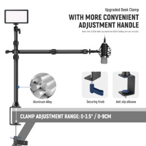 NEEWER Tabletop Overhead Camera Mount Stand with 2 Section Telescopic Extension Arm, Phone Holder, Ball Heads, Screw Adapters, Desk Light Stand for Camera, Phone, Webcam, Ring Light, TL253A+DS001