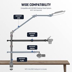 NEEWER Tabletop Overhead Camera Mount Arm, 11.8"-20"/30-51cm Telescopic Extension Arm for Desk Stand with Ball Head Mount 1/4" 3/8" 5/8" Screws for Webcam Camera LED Ring Light Microphone, DS001