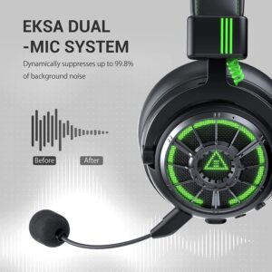 EKSA StarEngine Pro PC Gaming Headset - 7.1 Surround Sound for PS4 PS5 Xbox, AI Intelligent Noise Cancelling Microphone, Dual Chamber Driver, Game/Muisc Mode, Wired Headphones for Xbox one, Computer