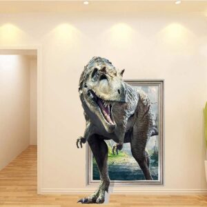 3D Dinosaur Wall Sticker Decal for Boys Room, Crack Hole Dinosaur Wall Art Decor for Boys Bedroom Baby Kids Nursery Room (Dinosaur-1)