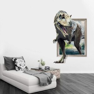 3D Dinosaur Wall Sticker Decal for Boys Room, Crack Hole Dinosaur Wall Art Decor for Boys Bedroom Baby Kids Nursery Room (Dinosaur-1)