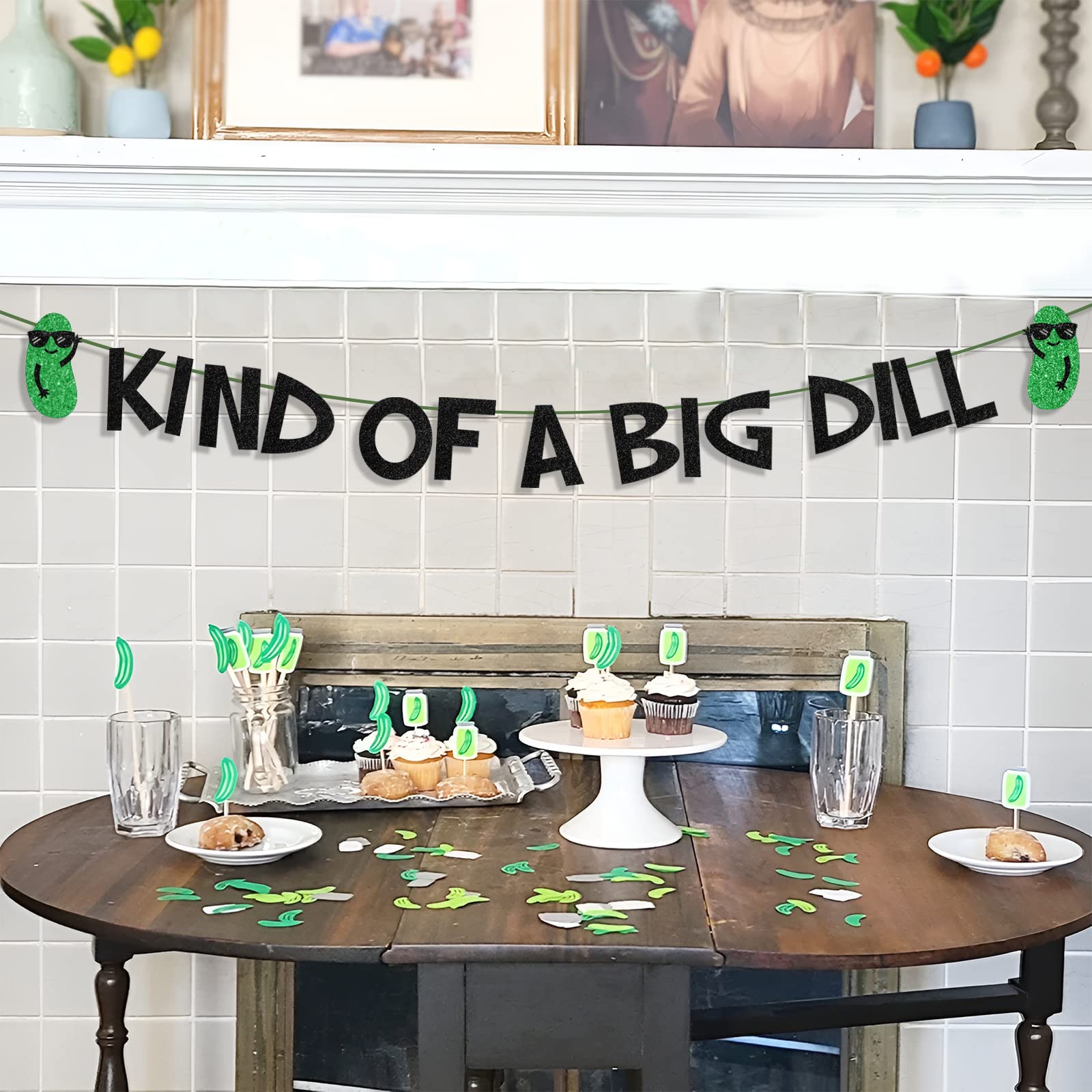 Pickle Birthday Party Decorations Glitter Kind of a Big Dill Banner Cucumber Pickle Birthday Supplies Fruit Funny Cucumber Party Supplies for Birthday