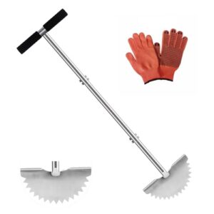 fadown edger lawn tool half moon lawn edger with saw-tooth blade for cleaning edges along sidewalks driveways garden flower beds-made of stainless steel with t-grip handle