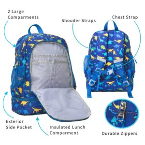 Kids Backpacks for Boys and Girls,Cute Lightweight Bookbag Toddler Preschool Backpack with Insulated Lunch Bag Navy