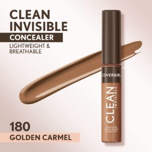 Covergirl Clean Invisible Concealer, Lightweight, Hydrating, Vegan Formula, Golden Caramel 180, 0.23oz