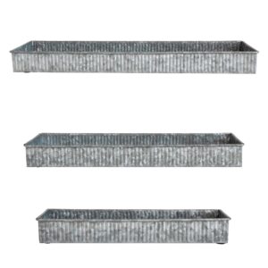 creative co-op metal nesting, set of 3 sizes, antique galvanized finish decorative tray, silver